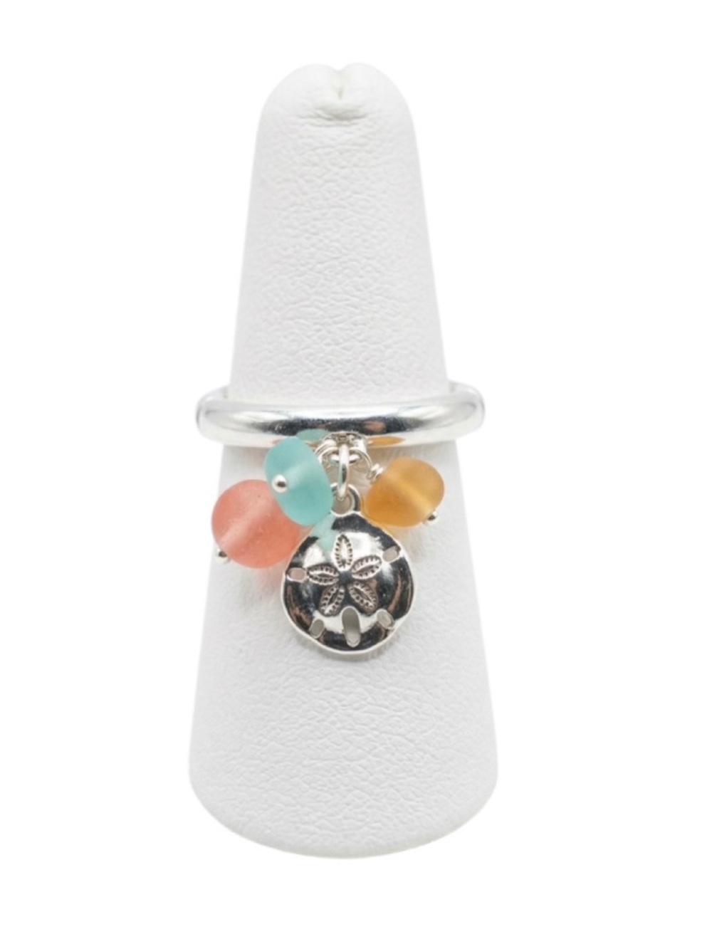 Icon Collection Multi-Color Sea Glass and Sand Dollar Cluster Ring (NWT)